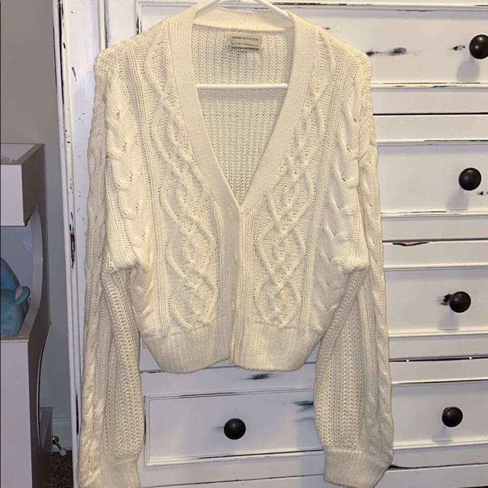 UO cream cropped cardigan